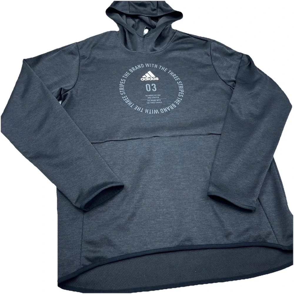 Adidas Hoodie Men Large Black Sweatshirt Sweater Performance Active Pull Over PP
